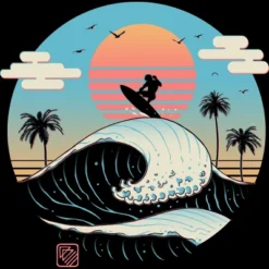 Junior's Design By Humans Summer Big Wave Surf Vibes By Vincenttrinidad T-Shirt