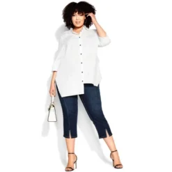 Women's Plus Size Slit Denim Capri - Dark Wash | AVENUE -Cheap Clad Fine Store GUEST 045131f3 d408 46f3 922a 4ba2a8131af3