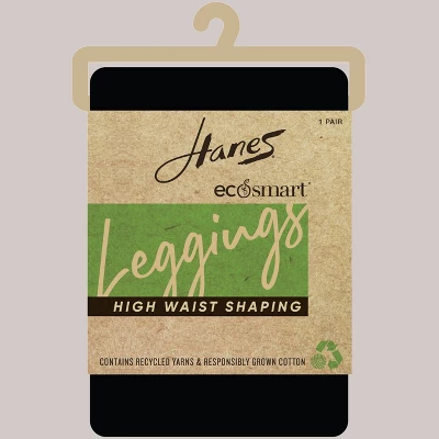 Hanes EcoSmart Women's High-Waist Cotton Blend Shaping Leggings - Black 5 Hanes EcoSmart Women's High-Waist Cotton Blend Shaping Leggings - Black - Image 3