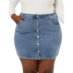 Agnes Orinda Women's Plus Size Denim Button Side Pocket Casual Jean A-Line Mini Skirt -Cheap Clad Fine Store GUEST 0735296b d633 4e7c 9c5f d3ca41cf9414