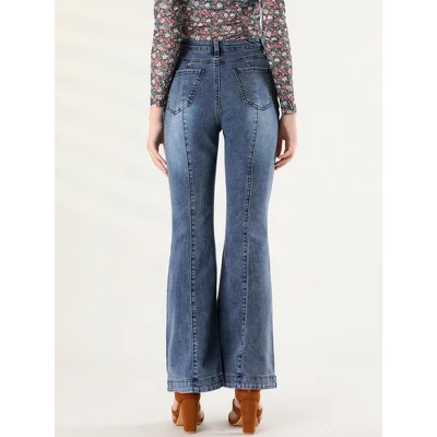 Allegra K Women's Retro High Waist Stretchy Flare Denim Jeans 6 Allegra K Women's Retro High Waist Stretchy Flare Denim Jeans - Image 4