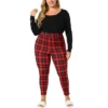 Agnes Orinda Women's Plus Size Check Leggings Stretch Festive Glen Plaid Skinny Pants