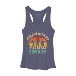 Women's Design By Humans Halloween Chillin With My Zombies Funny By Ering Racerback Tank Top -Cheap Clad Fine Store GUEST 08bc6b87 f3d8 4660 99ae ce013eec1e24