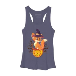 Women's Design By Humans Cute Witch Fox With Jack O Lantern Halloween Shirt By Thebeardstudio Racerback Tank Top -Cheap Clad Fine Store GUEST 0a64852b ee3d 4a1f a43c 4e90c235daee