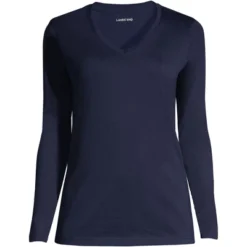 Lands' End Women's Relaxed Supima Cotton Long Sleeve V-Neck T-Shirt -Cheap Clad Fine Store GUEST 0bb67ace 43e5 481b b2c1 7681cafde0c1