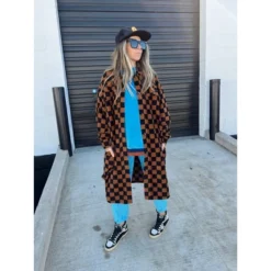 Women's Ascot + Hart Checkered Graphic Shacket - Brown -Cheap Clad Fine Store GUEST 0c2dcbfd 5244 4b1c 8e7a 1b81c4e9b3eb