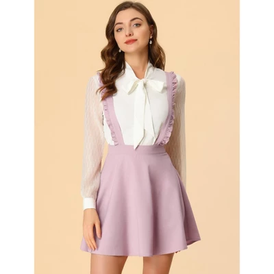 Allegra K Women's Ruffle Strap Solid A-line Flared Suspender Mini Skirt 3 Allegra K Women's Ruffle Strap Solid A-line Flared Suspender Mini Skirt