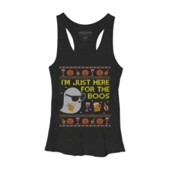 Women's Design By Humans Funny Here For The Boos Ugly Halloween Sweater By DragonTee Racerback Tank Top -Cheap Clad Fine Store GUEST 0e7e394e f10b 4701 bdb7 974ba09cac11