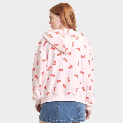 Women's Sanrio Hello Kitty Bow Zip-Up Graphic Hoodie - Pink 3 Women's Sanrio Hello Kitty Bow Zip-Up Graphic Hoodie - Pink