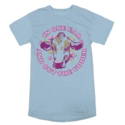 Bioworld In One Ear And Out The Udder Crew Neck Short Sleeve Light Blue Women's Night Shirt -Cheap Clad Fine Store GUEST 100409d3 f771 4653 bba8 f0336fd36c22