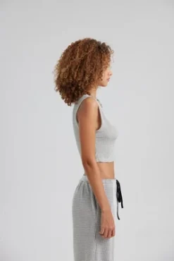 Women's V-Neck Twist Knot Cropped Tank Top - Gray -Cheap Clad Fine Store GUEST 179211b2 ade0 4699 af9e ab63a8ba127f