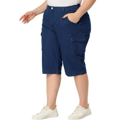 Agnes Orinda Women's Plus Size Jeans Zipper Slash Pocket Button Denim Cargo Shorts 8 Agnes Orinda Women's Plus Size Jeans Zipper Slash Pocket Button Denim Cargo Shorts - Image 6