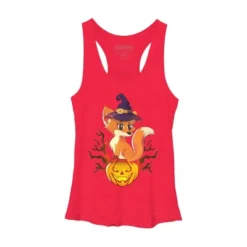Women's Design By Humans Cute Witch Fox With Jack O Lantern Halloween Shirt By Thebeardstudio Racerback Tank Top -Cheap Clad Fine Store GUEST 192263ec e475 4e2f 83f1 14b026682014