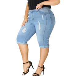Agnes Orinda Women's Plus Size Mid-Rise Curvy Skinny Stretch Denim Jean Capri -Cheap Clad Fine Store GUEST 19658031 037f 4442 b72f 23b6caf51914