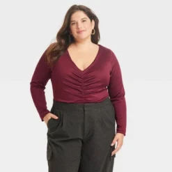 Women's Long Sleeve Ruched Slim Fit Bodysuit - A New Day™ -Cheap Clad Fine Store GUEST 1a222b96 676b 421f a3e7 e09566812ac1