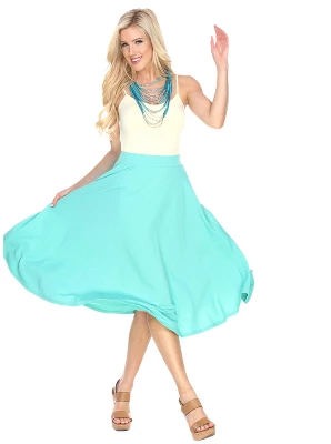 Women's Flared Midi Skirt With Pockets - White Mark 10 Women's Flared Midi Skirt With Pockets - White Mark - Image 8