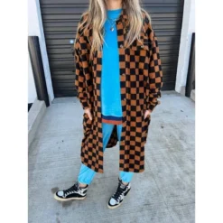 Women's Ascot + Hart Checkered Graphic Shacket - Brown -Cheap Clad Fine Store GUEST 1d1f2df9 b6e6 455e ab51 2888fee389d4