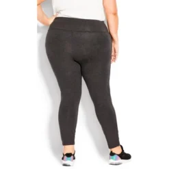 Women's Plus Size Pima High Rise Legging Charcoal - Petite | AVENUE LEISURE