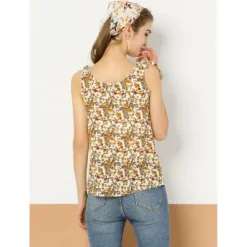 Allegra K Women's Sleeveless Casual Bow Tie Decor Strap Chiffon Floral Tank Tops -Cheap Clad Fine Store GUEST 1f2a1dcc 018b 4f04 acac 4d98a3336317