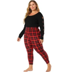 Agnes Orinda Women's Plus Size Check Leggings Stretch Festive Glen Plaid Skinny Pants -Cheap Clad Fine Store GUEST 207f708c b896 4a6e 92d6 f0e537eb1db2