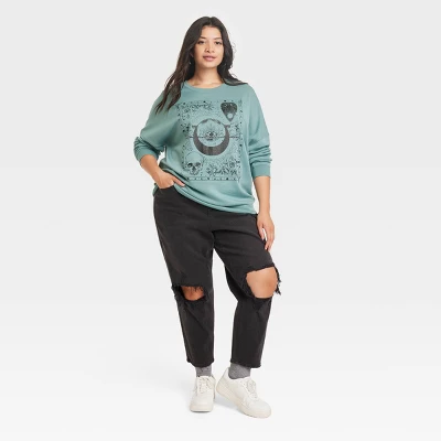 Women's Celestial Cozy Graphic Sweatshirt - Aqua Blue 4 Women's Celestial Cozy Graphic Sweatshirt - Aqua Blue - Image 2