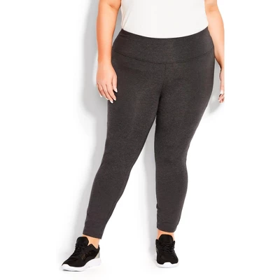 Women's Plus Size Pima High Rise Legging Charcoal - Petite | AVENUE LEISURE 5 Women's Plus Size Pima High Rise Legging Charcoal - Petite | AVENUE LEISURE - Image 3