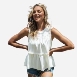 Women's Eyelet Ruffled Tank Top - Cupshe -Cheap Clad Fine Store GUEST 23bda290 ae64 4a7a 897b fbaf4c152062