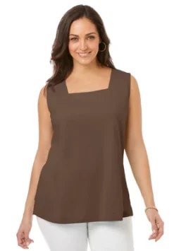 Jessica London Women’s Plus Size Square Neck Tank -Cheap Clad Fine Store GUEST 250773b0 5b97 4d70 bf50 4f2a74699e8b