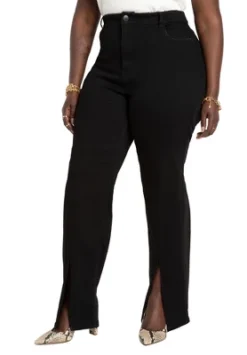 ELOQUII Women’s Plus Size Front Split Hem Jean