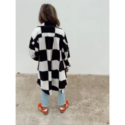 Women's Ascot + Hart Checkered Fleece Graphic Shacket -Cheap Clad Fine Store GUEST 271dd377 e619 4944 95c8 6a453a49121e