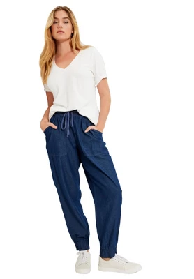 June + Vie By Roaman's Women’s Plus Size Drawstring Denim Jogger 4 June + Vie By Roaman's Women’s Plus Size Drawstring Denim Jogger - Image 2