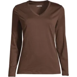 Lands' End Women's Relaxed Supima Cotton Long Sleeve V-Neck T-Shirt -Cheap Clad Fine Store GUEST 2c5a2d4e 9852 4f19 a1fe 9321fceb046e
