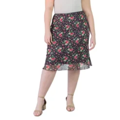 Plus Size Knee-Length Elastic Waist With A Sheer Floral Overlay Skirt -Cheap Clad Fine Store GUEST 2d68bbc3 ea08 427f adf6 67cad30b4ab3