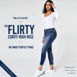 WallFlower Women's Flirty Curvy Skinny High Rise Insta Stretch Juniors Jeans (Standard And Plus) -Cheap Clad Fine Store GUEST 2d9e59e5 622b 4fef 880c 5be0d029e97f