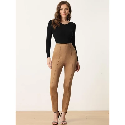 Allegra K Women's Faux Suede High Waisted Elastic Slim Casual Leggings Pants 4 Allegra K Women's Faux Suede High Waisted Elastic Slim Casual Leggings Pants - Image 2