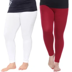 Women's Pack Of 2 Solid Leggings - One Size Fits Most - White Mark -Cheap Clad Fine Store GUEST 36ef0cc2 236f 47cb a69f abe23ba96821