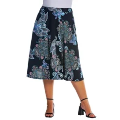 Womens Plus Size Black Paisley A Line Pocket Midi Skirt -Cheap Clad Fine Store GUEST 3b581ae9 e46e 41c8 95f2 1dbfd5d290ff