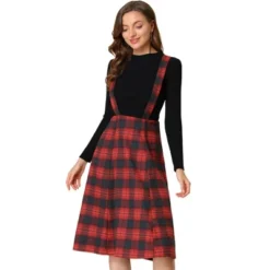 Allegra K Women's Vintage Plaid A-Line Tartan Suspender Midi Skirt -Cheap Clad Fine Store GUEST 3d724af9 1719 4f5b b41f 46875d349c20