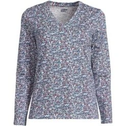 Lands' End Women's Relaxed Supima Cotton Long Sleeve V-Neck T-Shirt -Cheap Clad Fine Store GUEST 3fbb6fef 2a75 4522 9167 619c5903251c