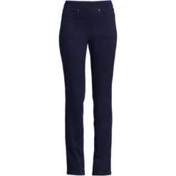 Lands' End Women's Starfish Mid Rise Pull On Knit Denim Straight Jeans -Cheap Clad Fine Store GUEST 43fc07f3 b326 4ac8 b553 4f32347a5ea1