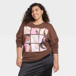 Women's Barbie Squares Cozy Graphic Sweatshirt - Brown -Cheap Clad Fine Store GUEST 44007bf7 c80d 4714 aacd 3090d9269a56