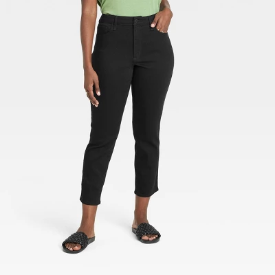 Women's High-Rise Slim Straight Jeans - Universal Thread™ Black 5 Women's High-Rise Slim Straight Jeans - Universal Thread™ Black - Image 3