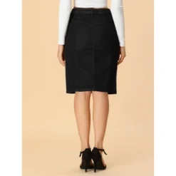 Allegra K Women's Casual Denim Skirt Slit High Waisted Knee Length Jean Skirts -Cheap Clad Fine Store GUEST 44f2bdd1 adf2 4c15 aa0d 50ec7324b145