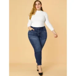 Agnes Orinda Women's Plus Size Denim Mid-Rise Stretch Washed Skinny Jeans -Cheap Clad Fine Store GUEST 4749e202 d841 4ad8 b1be d27a3146b098