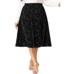 Agnes Orinda Women's Plus Size Outfits Velvet A Line Knee Length Star Flare Skirt -Cheap Clad Fine Store GUEST 4753a506 be86 4776 8c0b ae82f7e009ec