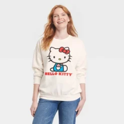 Women's Hello Kitty Cozy Graphic Sweatshirt - White -Cheap Clad Fine Store GUEST 4817e297 9f5a 44bd a766 34fcaaa45893