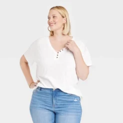 Women's Short Sleeve Essential Henley Tunic T-Shirt - Knox Rose™ -Cheap Clad Fine Store GUEST 4b23588b c3d7 4438 b197 984951830d35