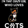 Junior's Design By Humans I'm That Crazy Girl Who Loves Cats Cartoon By MeowShop T-Shirt -Cheap Clad Fine Store GUEST 4eceb848 ab3c 4279 9d01 423d5d32cdab