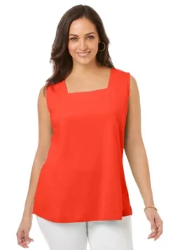 Jessica London Women’s Plus Size Square Neck Tank -Cheap Clad Fine Store GUEST 52ae7b00 4df3 406c a1dd 2b373dcef686