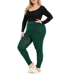 Agnes Orinda Women's Plus Size Check Leggings Stretch Festive Glen Plaid Skinny Pants -Cheap Clad Fine Store GUEST 52c0c72b 99ff 43dc 9823 5ae8f2c32a71